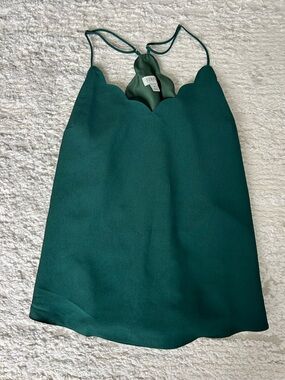 Green Scallop Neck Cami Top